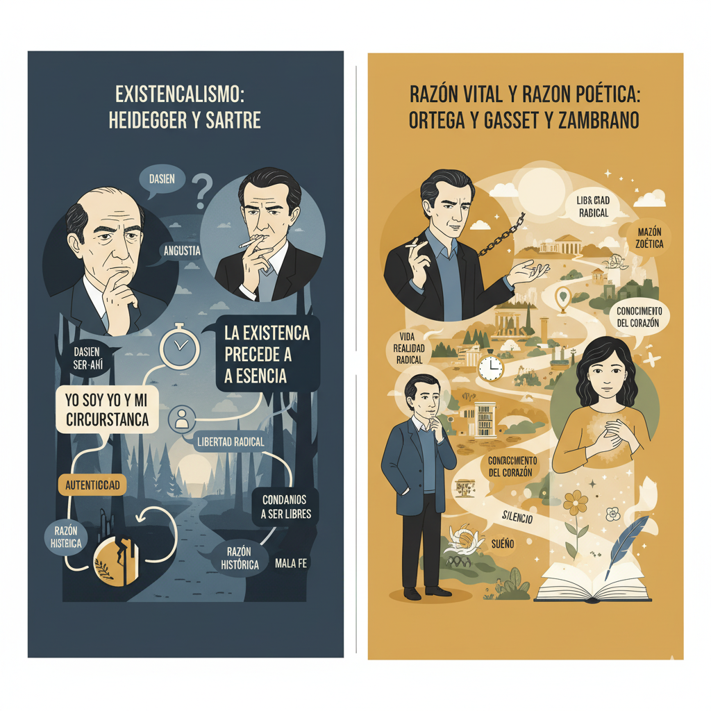 22. El existencialismo: Martin Heidegger y Jean Paul Sartre. La razón vital y la razón poética: José Ortega y Gasset y María Zambrano